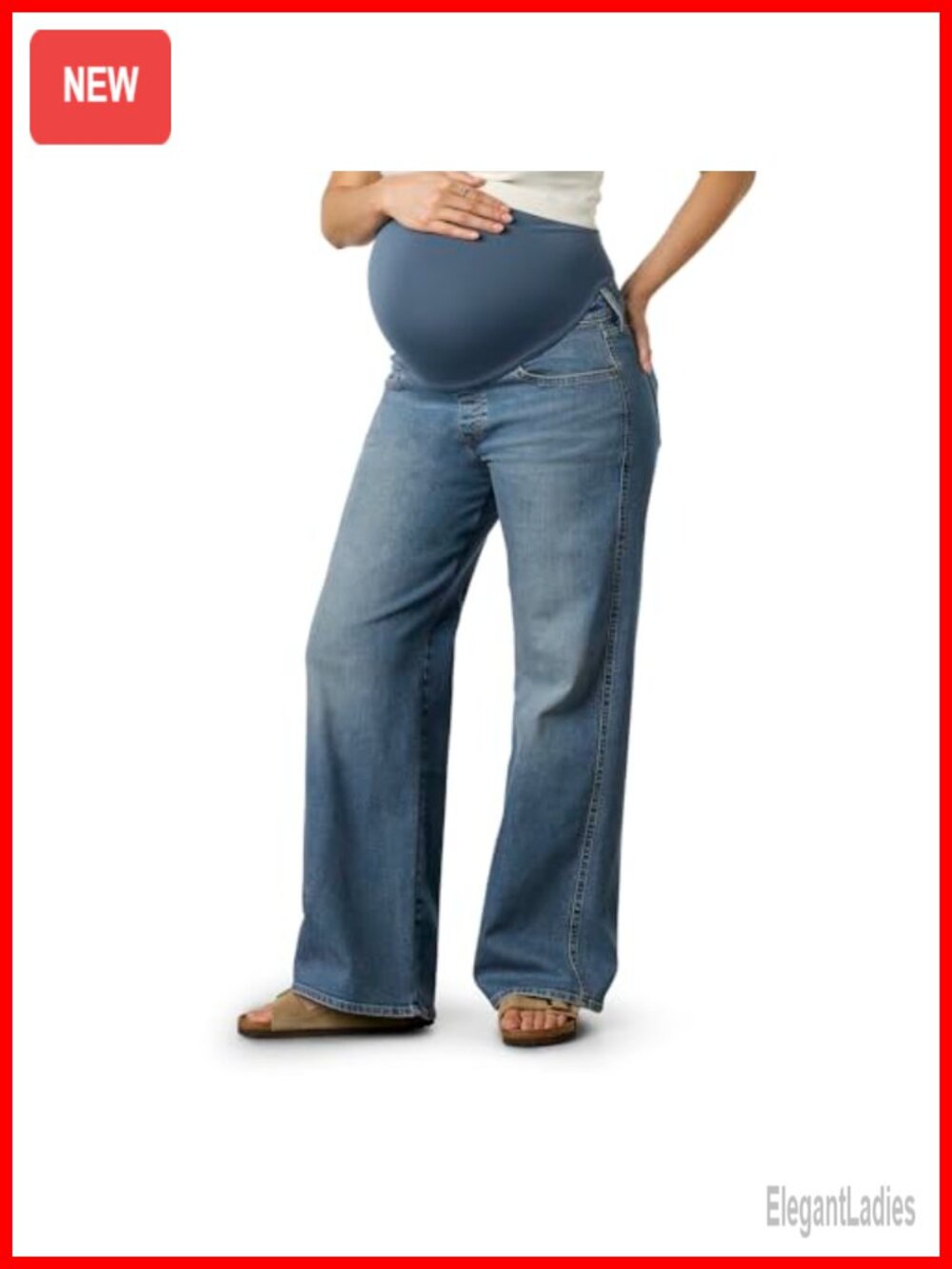 Maternity Wide Leg Jeans with SoftStay Belly Band Cotton Blend